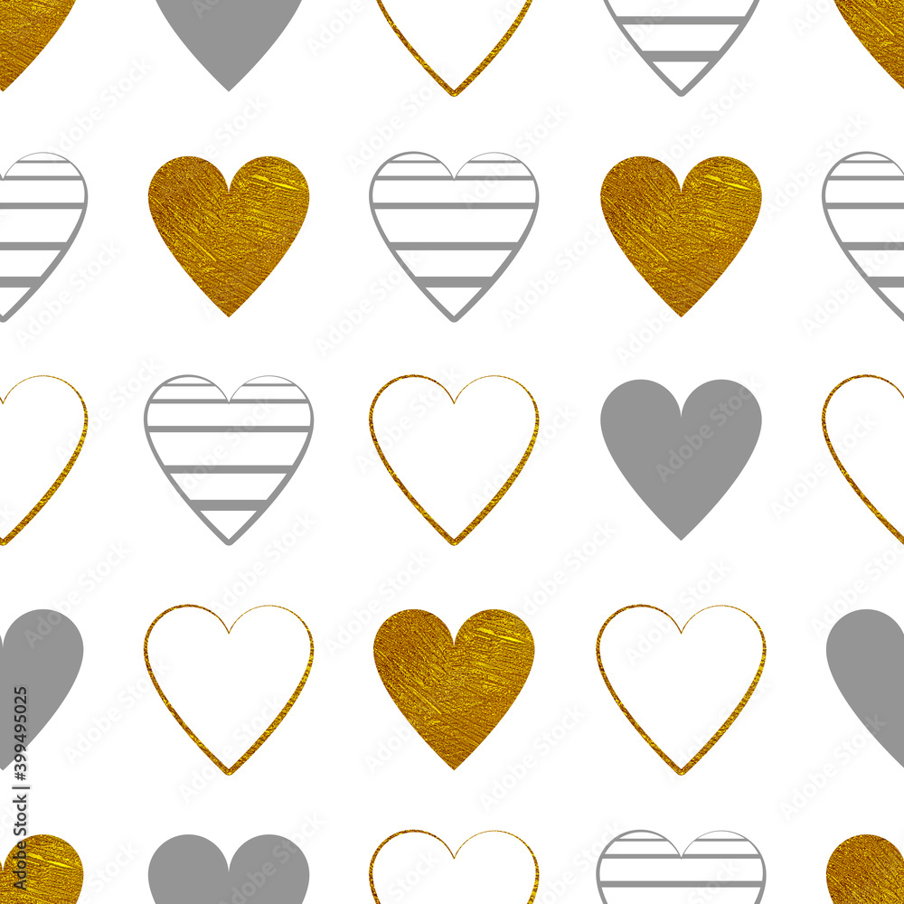 Simple pattern with Valentine's day hearts with Golden texture Simple pattern with Valentine's day hearts with Golden texture