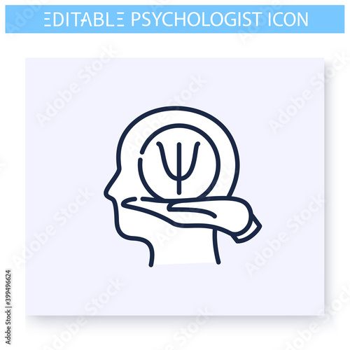 Psychological help line icon. Psychologic, cognitive problems. Helpline. Psychotherapy. Mental health care and treatment concept. Isolated vector illustration. Editable stroke 