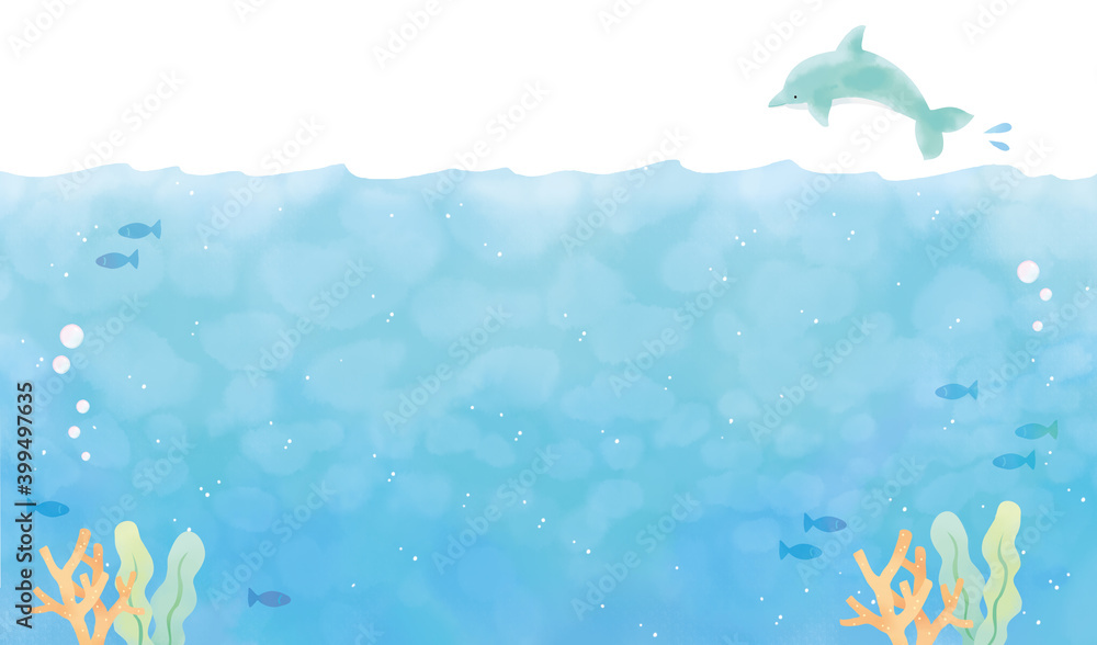 海のモチーフと海の中の背景イラスト Stock Illustration Adobe Stock