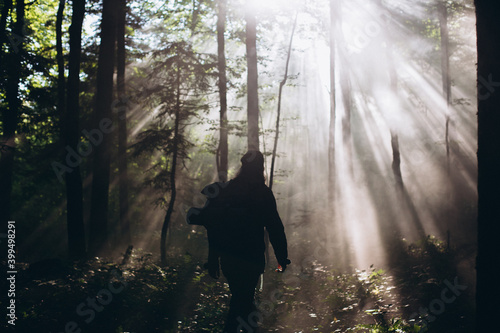 A man in nature. Seeker of adventures