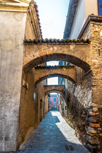 Sirmione Town historical street view in Italy