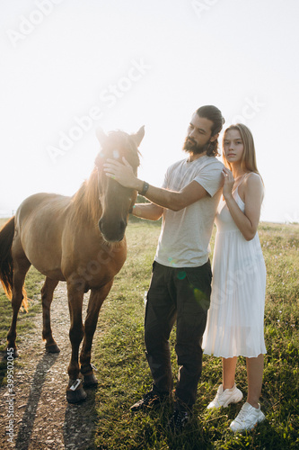 Beautiful young couple in nature
