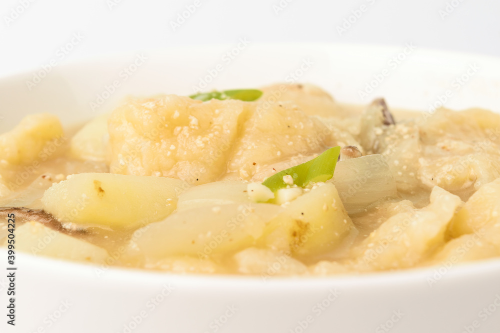 Perilla flour soup on a white background Perilla flour soup on a white background