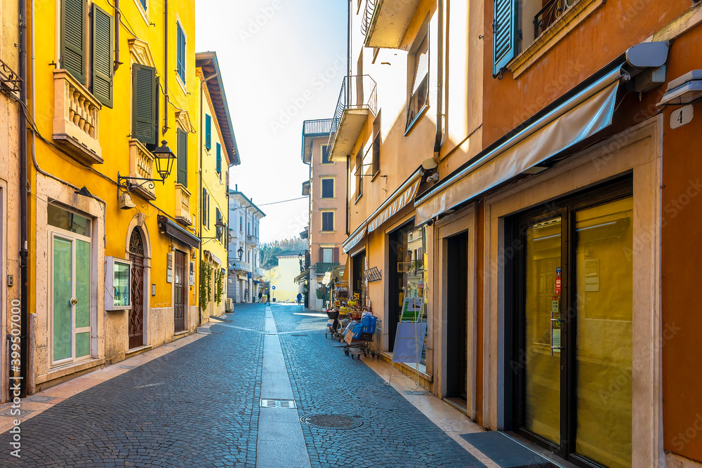 Peschiera del Garda historical street view in Italy