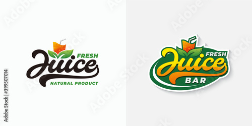 Fresh juice typography logo template
