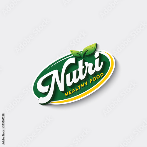 Nutrition healthy food typography logo template