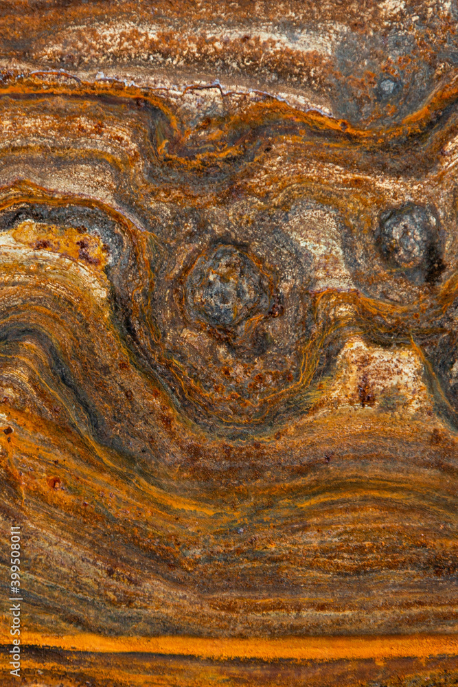 Fototapeta premium metal surface with curly rust, stains of different degrees of oxidation