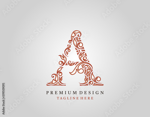 Letter A Luxury logo icon, Elegant flourishes ornament monogram design vector.