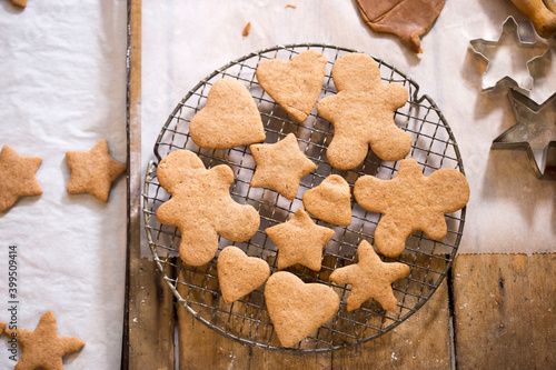 Different shaped gingerbread cookies 