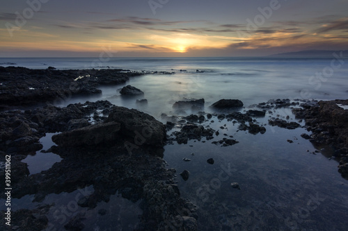 Sunset in Playa de las Americas in the south of Tenerife (Spain)