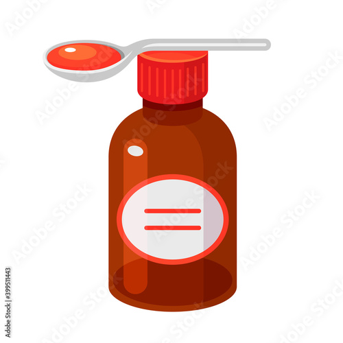Cough syrup suppressant and expectorant medicine with spoon