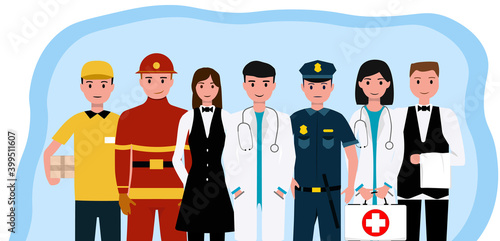 People Group Different Occupation Profession Set, International Labor Day Flat Vector Illustration