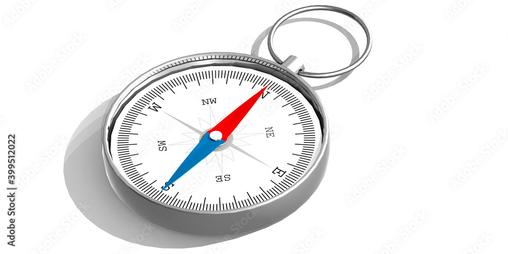 Naklejka premium Detail of compass with blue and red needle