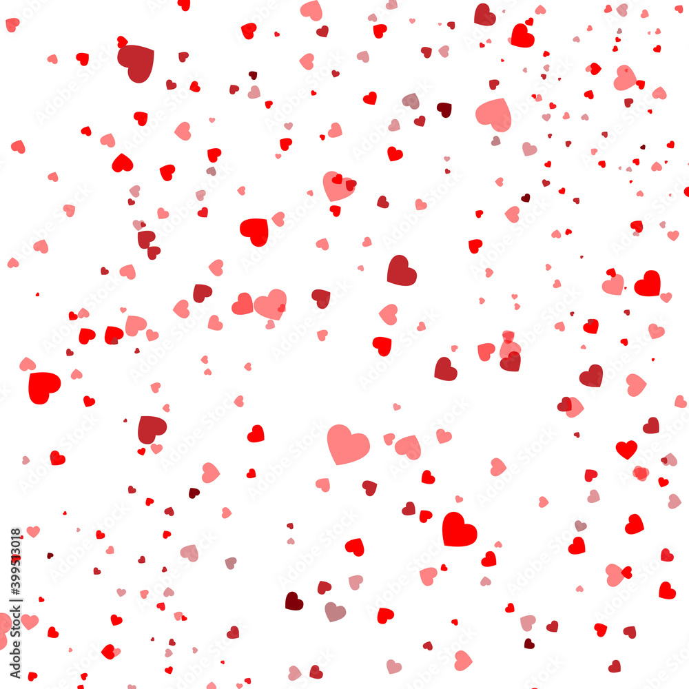 Heart confetti falling down isolated