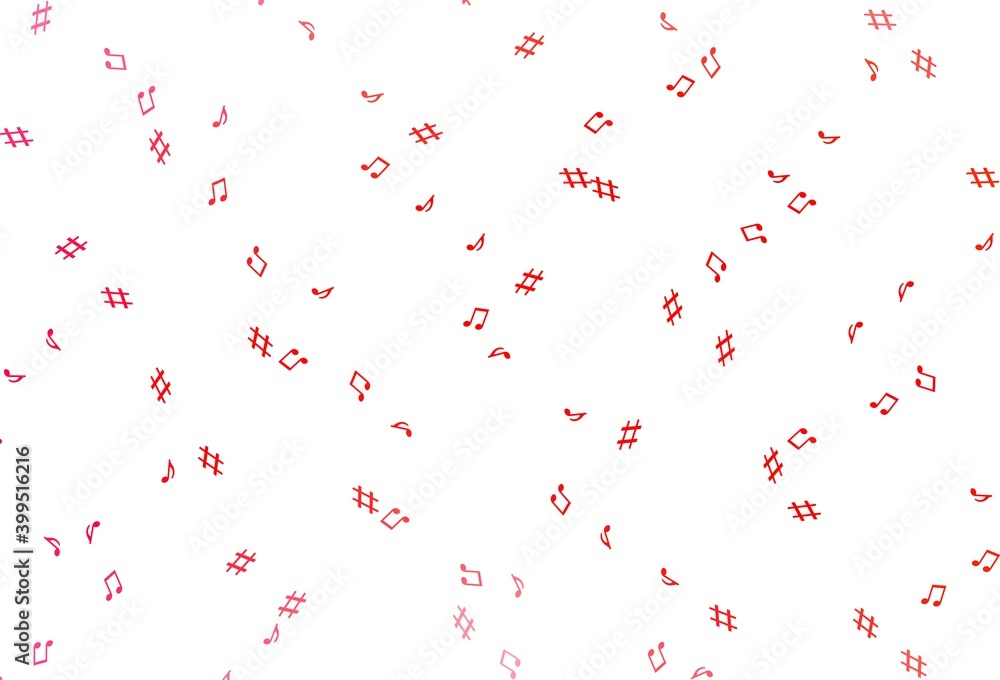 Light Red vector texture with musical notes.