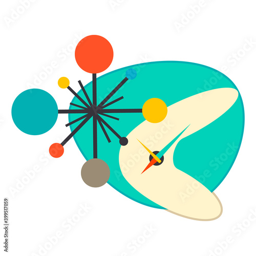 Mid century furniture clock retro vector illustration