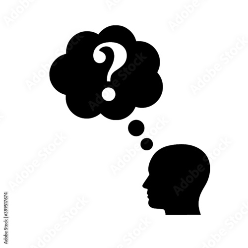 Head cloud think icon isolated on white background. Think idea concept