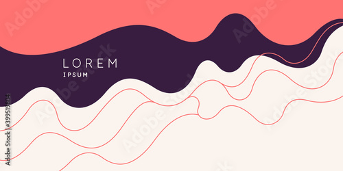 Poster with dynamic waves. Vector illustration in minimal style. Abstract background.