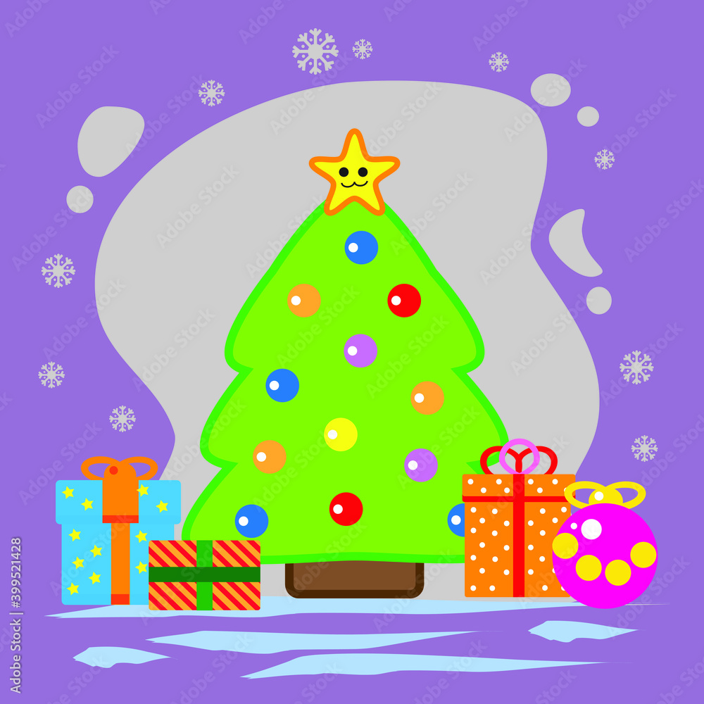  Merry Christmas icon of gifts under Christmas tree 