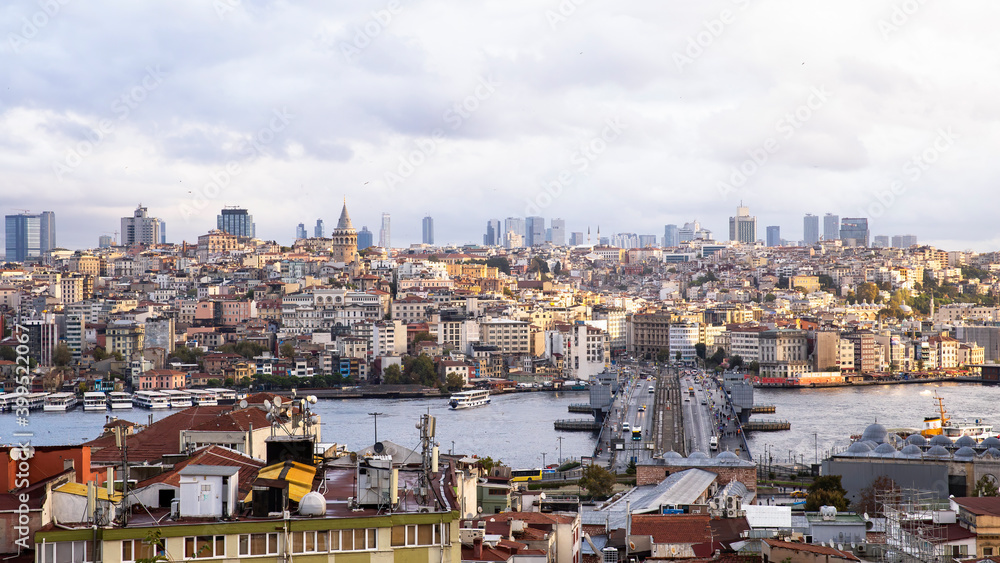 View of the Istanbul at cloudy weather, Turkey