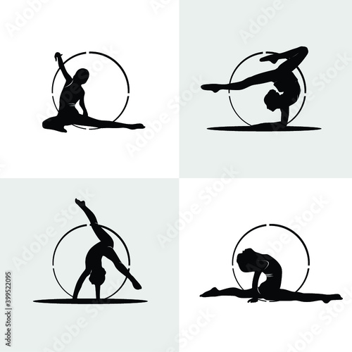 Set of elegant gymnastic silhouettes