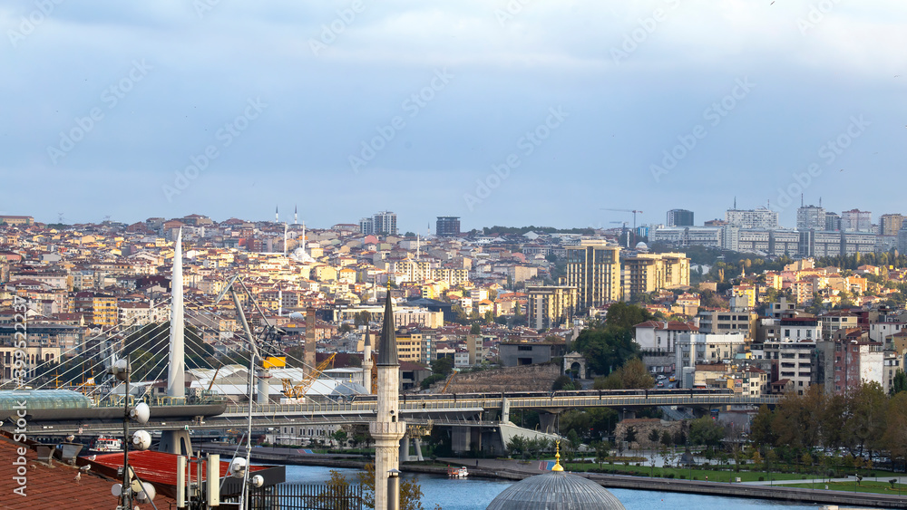 View of the Istanbul at cloudy weather, Turkey