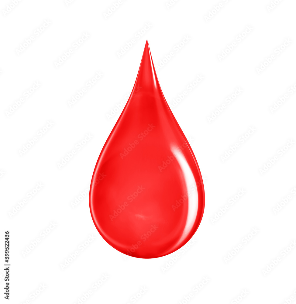 Blood drop isolated on white. Red drip of blood icon. 3d rendering Blood drop isolated on white. Red drip of blood icon. 3d rendering
