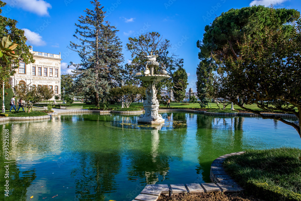 Dolmabahce Palace gardens in Istanbul, Turkey Dolmabahce Palace gardens in Istanbul, Turkey