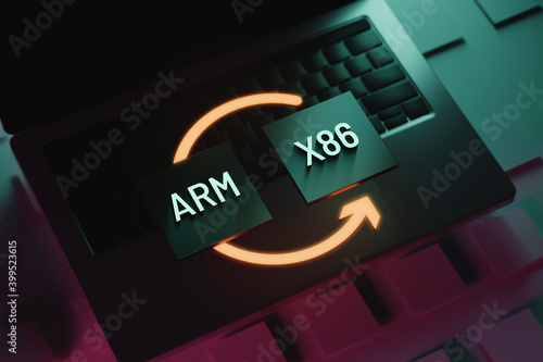 Arm vs X86 chipset  Change to the future. photo