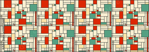 Mondrian style background. vector graphic, retro, red, green, yellow, modern, grid, web header, footer, flier, blue, frame, copy space, vector illustration, graphic, landscape, retro,