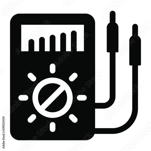 
Ammeter icon, voltmeter filled vector style 
