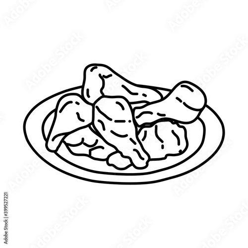 Buffalo Wings Icon. Doodle Hand Drawn or Outline Icon Style