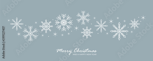 snowflakes and stars border christmas design vector illustration EPS10