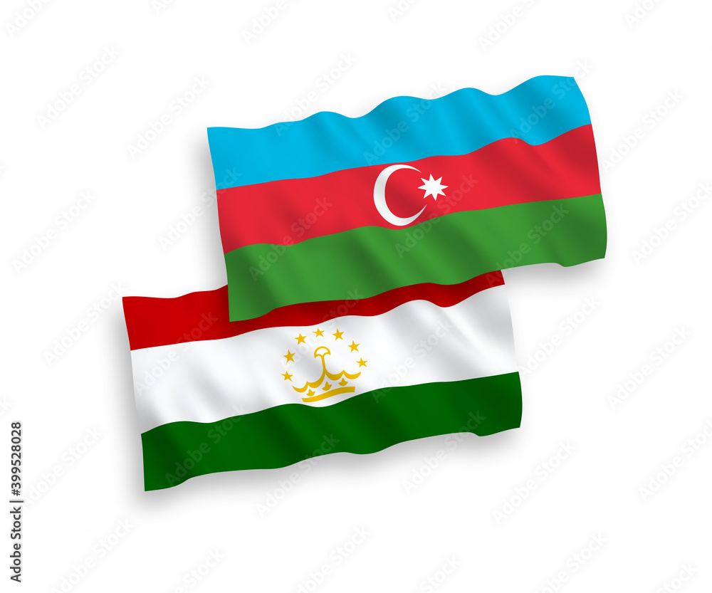 Flags of Tajikistan and Azerbaijan on a white background Flags of Tajikistan and Azerbaijan on a white background