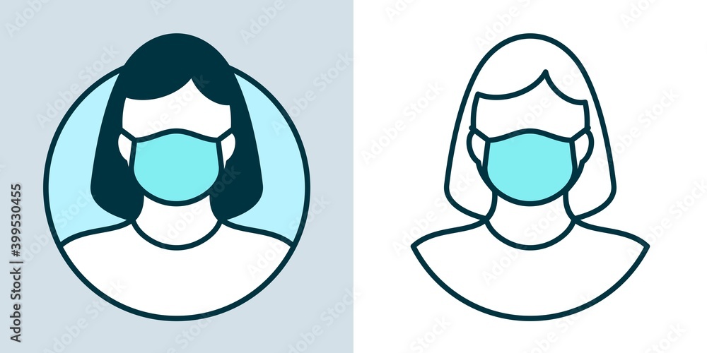 Woman In Medical Face Mask For Virus Protection And Health Care Vector Illustration