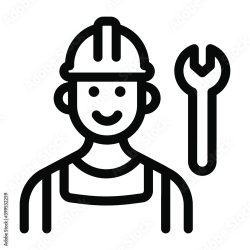 
Person with spanner depicting mechanic, glyph icon 
