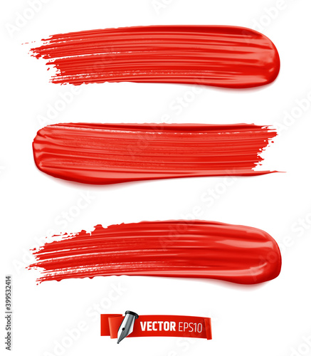 Traces de peinture rouge vectorielles sur fond blanc