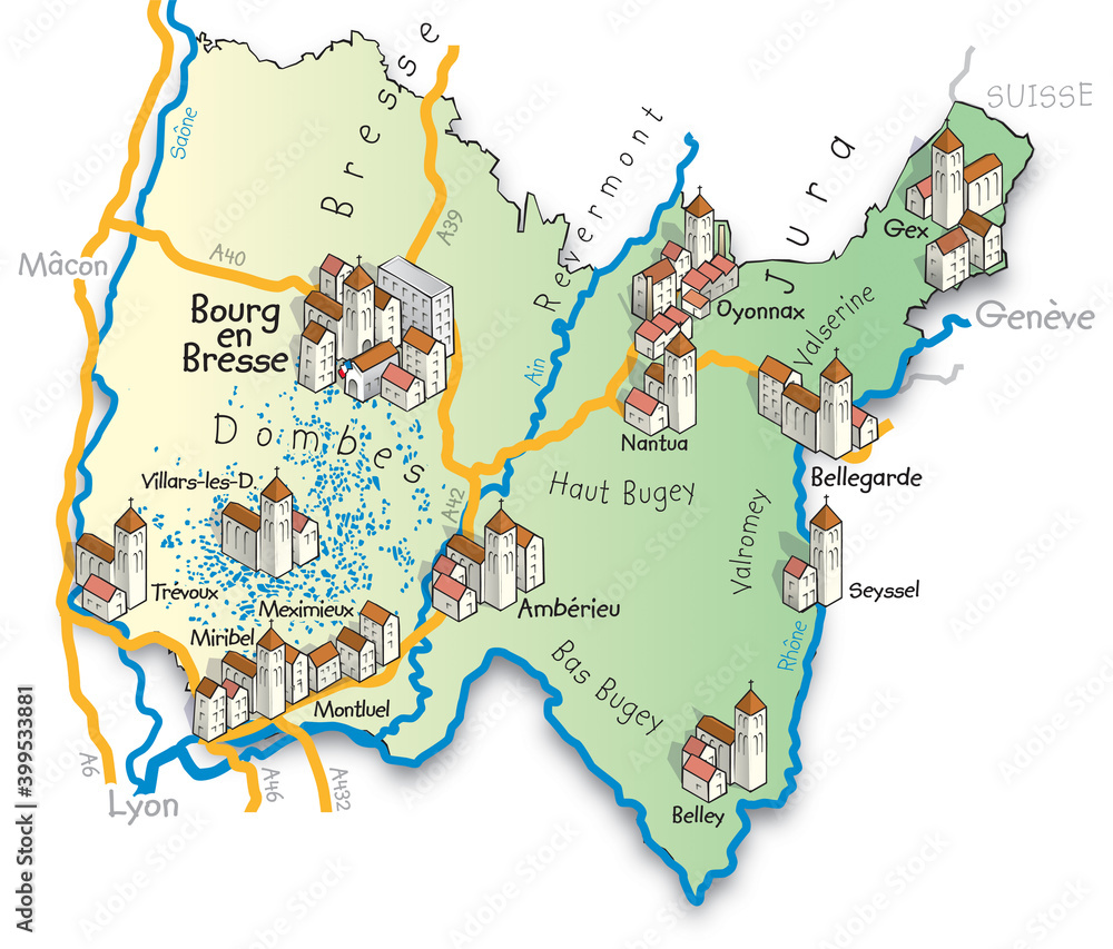 01 Carte du département de l'Ain Stock Vector Adobe Stock