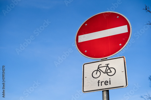 no drive through sign on blue sky