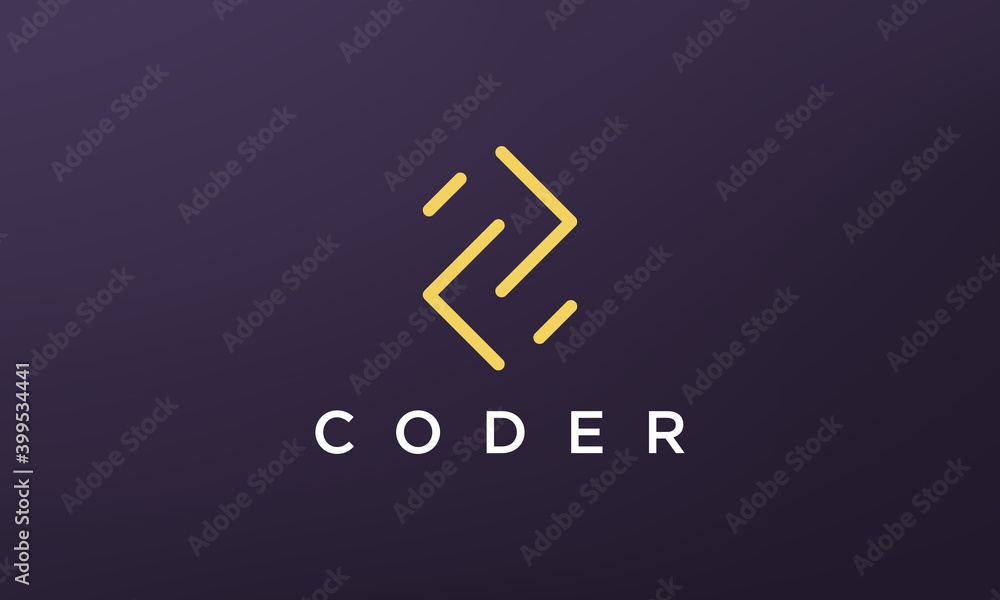 programming code technology logo in a simple and modern style Stock ...
