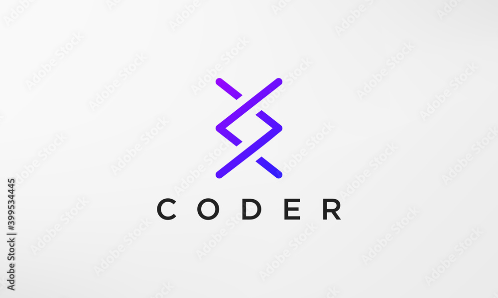 programming code technology logo in a simple and modern style Stock ...