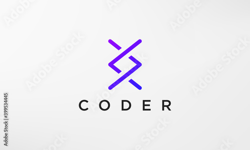 programming code technology logo in a simple and modern style
