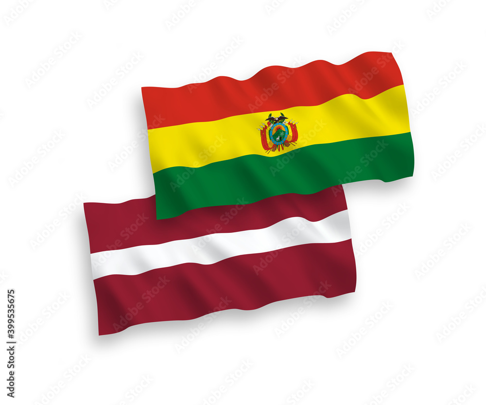 Flags of Latvia and Bolivia on a white background Flags of Latvia and Bolivia on a white background