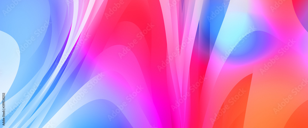 Abstract background with colorful gradient. Vibrant graphic wallpaper with stripes design. Fluid 2D illustration of modern movement.