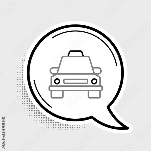 Line Taxi car icon isolated on grey background. Colorful outline concept. Vector.