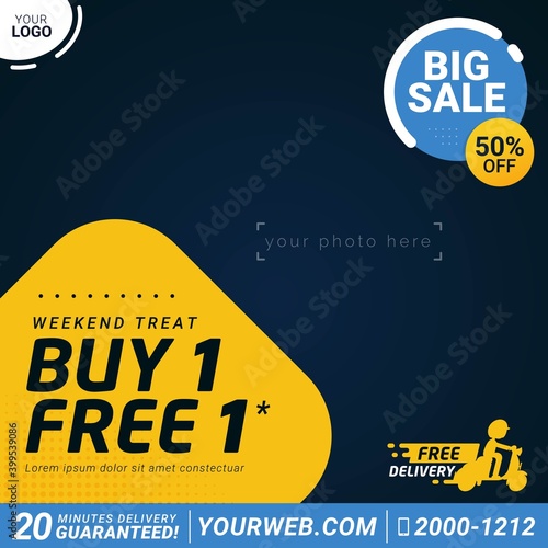 Social media banner post template fast food ad for business digital marketing