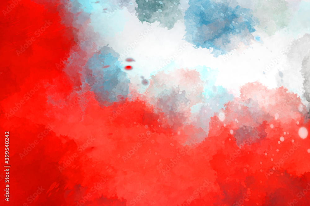 Fototapeta premium Watercolor painted background with blots and splatters. Brush stroked painting. 2D Illustration.