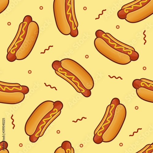 Hot dog seamless pattern background vector illustration

