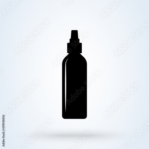 Bottle alcohol spraying Anti-Bacterial Sanitizer, Sanitizer to prevent colds, virus, Coronavirus, flu. Flat icon design infection control concept.Vector Simple modern icon design illustration.