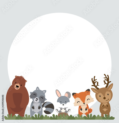 Set of woodland animals background